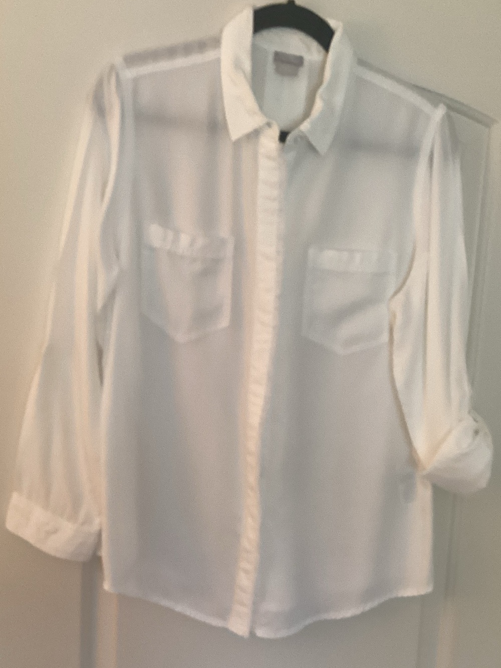 Chico's White Semi-Sheer Button-Down Shirt